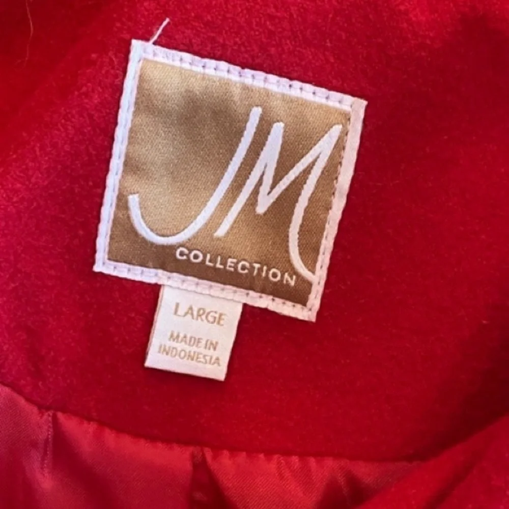 JM Collection Vibrant Red Pea Coat
